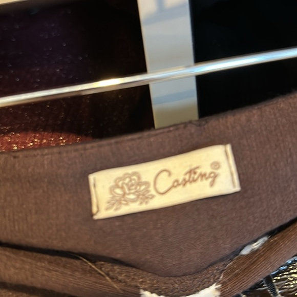 Casting brown front faux leather knit back skirt size XS - Picture 3 of 4